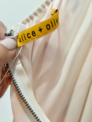 Alice + Olivia Kiernan Silk Dove Floral Strapless Maxi Dress Pink Womens Size 4