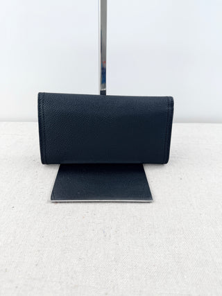 NWT Burberry Large Black Leather Wallet with Check Interior