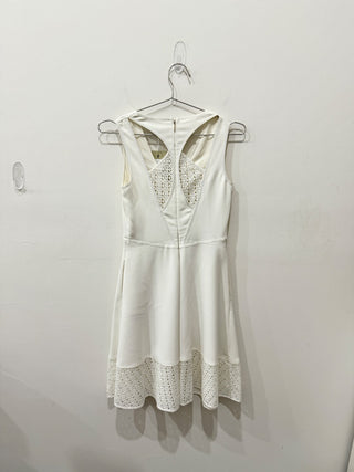 Rachel Roy Sleeveless Eyelet Insert Fit & Flare Mini Dress White Women's Size 2