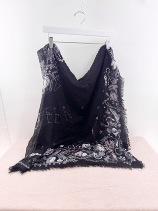Alexander McQueen extra large fringe trim scarf