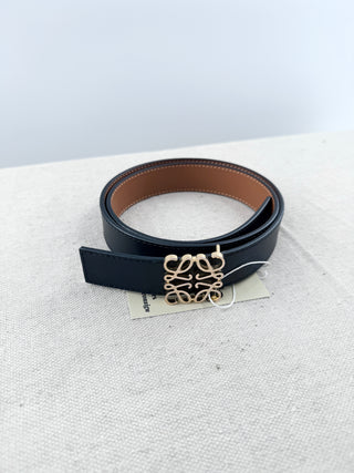 Loewe reversible leather belt with anagram buckle, 80/32