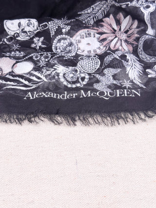 Alexander McQueen extra large fringe trim scarf