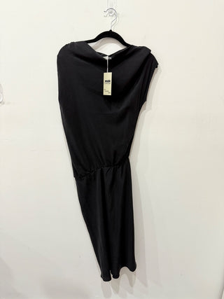 Josie x Natori Asymmetrical Ruched Cowl Neck Midi Dress Black Women's Size XS/ S