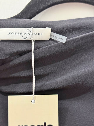 Josie x Natori Asymmetrical Ruched Cowl Neck Midi Dress Black Women's Size XS/ S