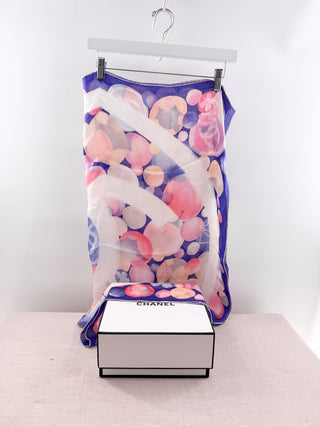 Chanel silk square scarf floral