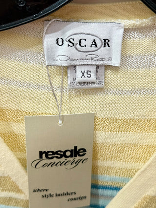 Oscar de la Renta Matching Set; Knit Cardigan and Tank Top Yellow/Blue Womens XS