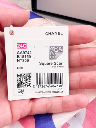 Chanel silk square scarf floral