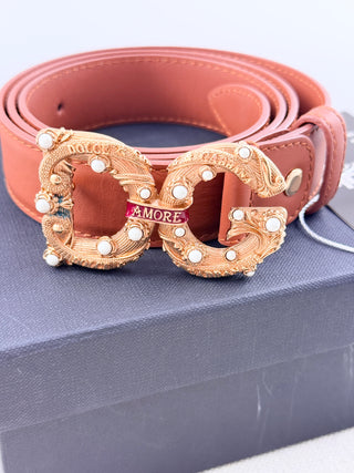 Dolce and Gabbana amore leather belt with baroque buckle, 36/90