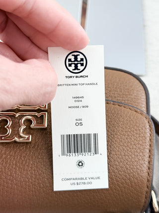 Tory Burch britten mini top handle leather bag with long strap