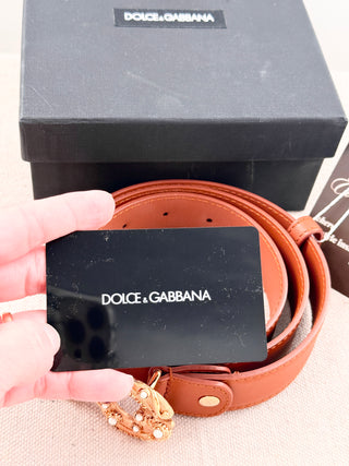 Dolce and Gabbana amore leather belt with baroque buckle, 36/90