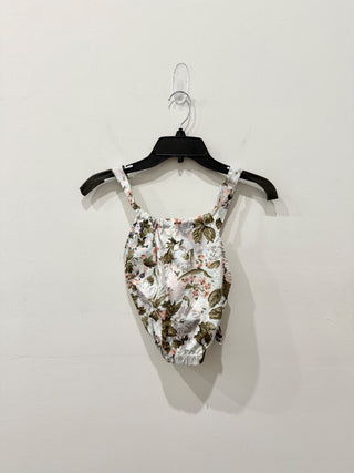 Rebecca Taylor Floral High Neck Crossback Strap Crop Tank Top Blue Women's XS