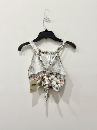 Rebecca Taylor Floral High Neck Crossback Strap Crop Tank Top Blue Women's XS