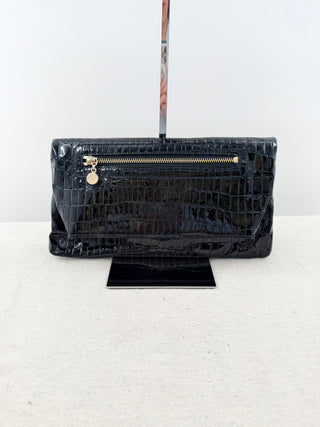 Alas leather patent textured clutch bag
