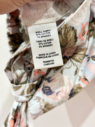 Rebecca Taylor Floral High Neck Crossback Strap Crop Tank Top Blue Women's XS