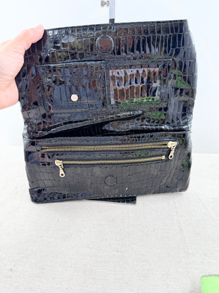 Alas leather patent textured clutch bag