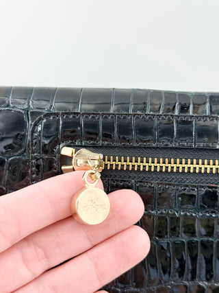 Alas leather patent textured clutch bag