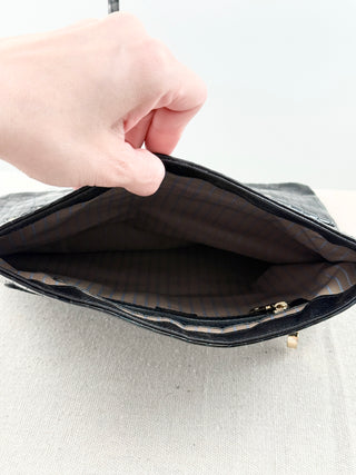 Alas leather patent textured clutch bag