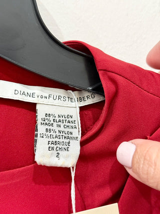 Diane von Furstenberg Agata Poplin Ruched Bodycon Mini Dress Red Women's Size 2