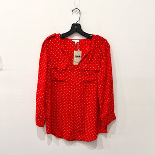 Joie 100% Silk Polka Dot Long Sleeve V-Neck Blouse Top Red/White Women's Size XS