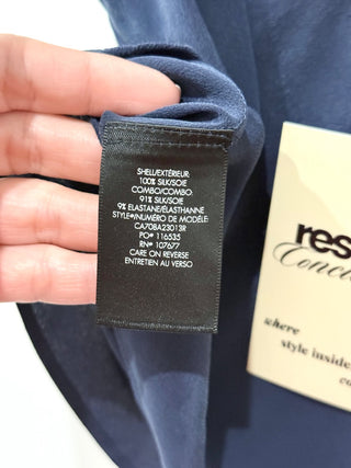 Alice & Olivia Silk Sleeveles Crop V-Neck Camisole Tank Top Navy Blue Women's XS