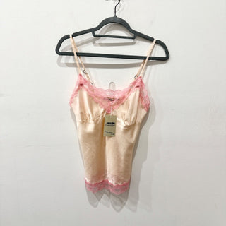 RED Valentino Lace Trim Camisole Tank Top Cream/Pink Women's Size 42 IT / US 6