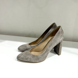 NWOT M.Gemi Lustro Suede Almond Toe Block Heel Pump Shoes Gray Womens Size EU 39