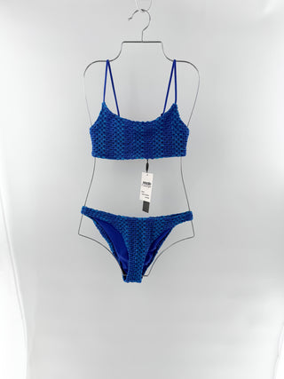 Triangl crochet-knit bikini with a textured bralette top and high-cut bottoms, M