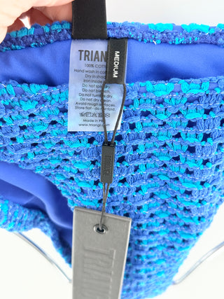 Triangl crochet-knit bikini with a textured bralette top and high-cut bottoms, M