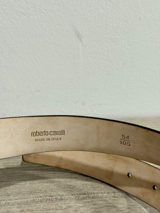 Roberto Cavalli Large Buckle Medium Width Leather Belt brown Size 54 / 105