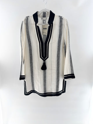 Tory Burch linen striped cover up tunic, L
