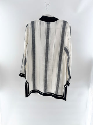 Tory Burch linen striped cover up tunic, L