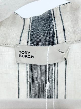 Tory Burch linen striped cover up tunic, L