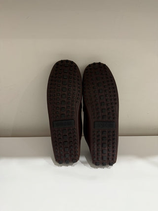 NWOT Gucci Ayrton Webbing-Trim Horsebit Leather Driving Loafers Brown Mens US 12