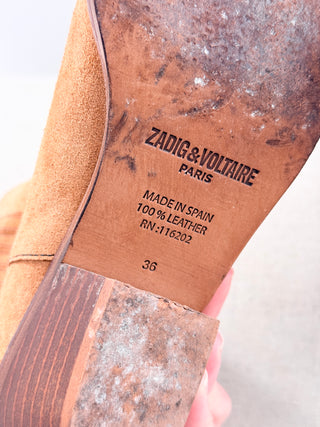 Zadig & Voltaire suede ankle booties western style, 36