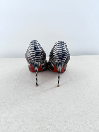 Christian Louboutin Cramoisi Watersnake Decollete 554 Stilettos Pump Gold 40.5