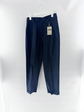 Sundays Solid navy belted tailored trousers, S