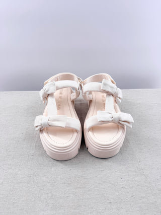 Stuart Weitzman canvas sandals with lugsole platform, 36.5
