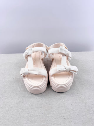 Stuart Weitzman canvas sandals with lugsole platform, 36.5