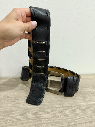 Vintage Wide Reversible Leather and Suede Waist Belt Women's Size M/L