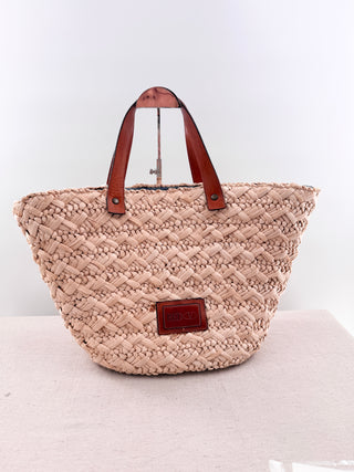 RED Valentino raffia large tote with denim bow