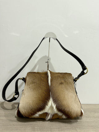 Diane Gail South African Springbok Fur with Leather Trim Crossbody Messenger Bag