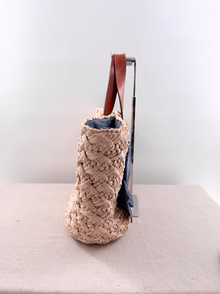 RED Valentino raffia large tote with denim bow