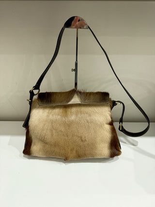 Diane Gail South African Springbok Fur with Leather Trim Crossbody Messenger Bag