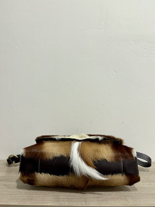 Diane Gail South African Springbok Fur with Leather Trim Crossbody Messenger Bag
