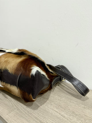 Diane Gail South African Springbok Fur with Leather Trim Crossbody Messenger Bag
