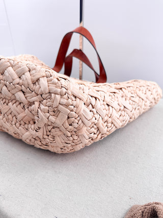 RED Valentino raffia large tote with denim bow