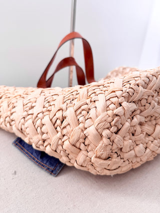 RED Valentino raffia large tote with denim bow
