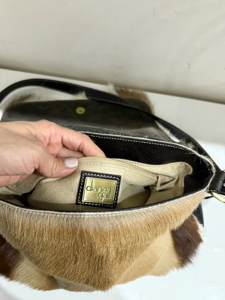 Diane Gail South African Springbok Fur with Leather Trim Crossbody Messenger Bag