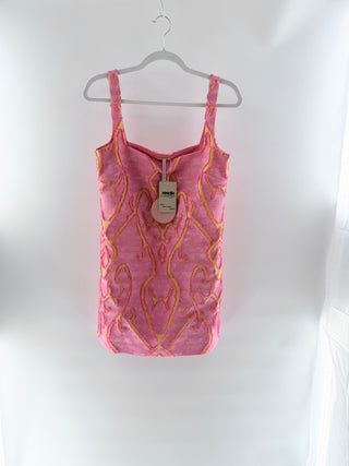 Alexis Pink textured ikat mini dress, M