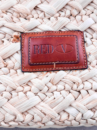 RED Valentino raffia large tote with denim bow